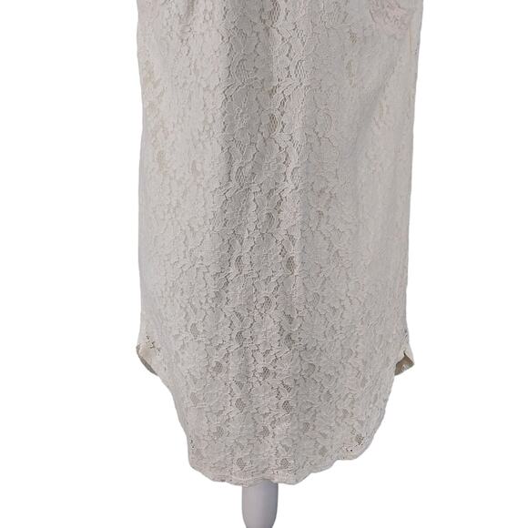 MONTEAU LOS ANGELES! CREAM STRETCH LACE OVER CREAM SHEATH SLEEVELESS DRESS! SZ L - Picture 7 of 10